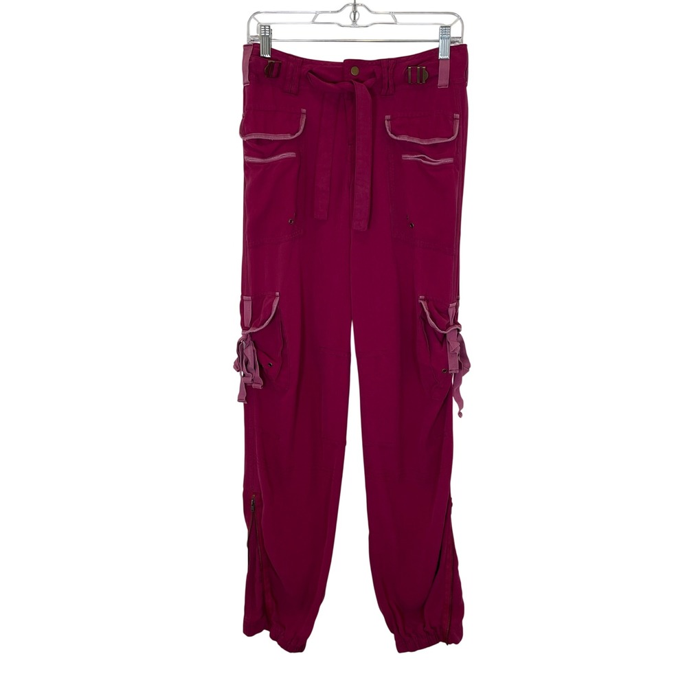 Da-Nang Y2K Vintage Surplus Silk Cargo Pants Magenta Jogger Utility Indie XS